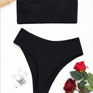 Strapless swim top // high waist bottoms